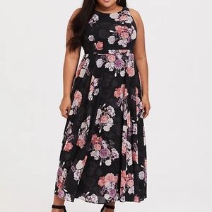 Black Floral Georgette Maxi Dress